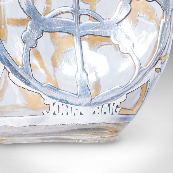 Pair of Vintage John Haig Whisky Decanters, English, Glass, Silver, Hallmarked