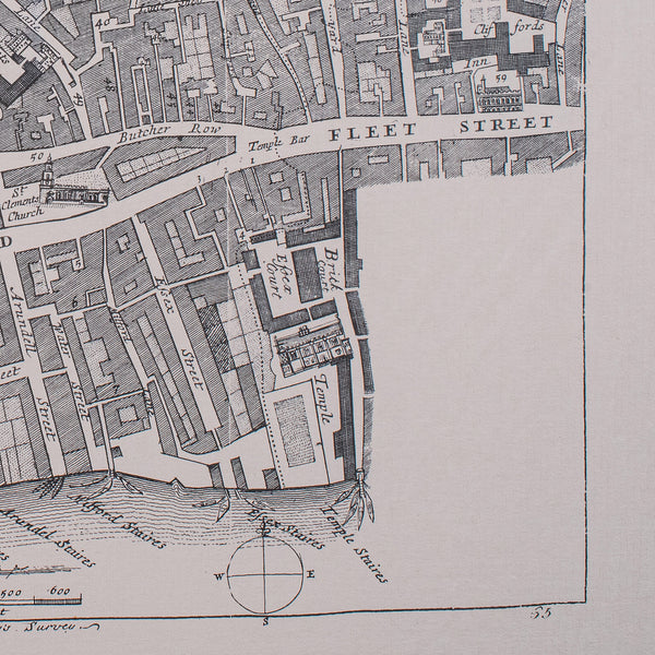 Vintage 18th Century Street Map, London, Lincoln's Inn, The Strand, Cartography