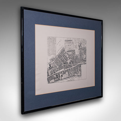 Vintage 18th Century Street Map, London, Lincoln's Inn, The Strand, Cartography