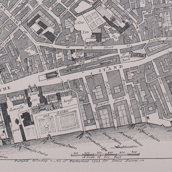Vintage 18th Century Street Map, London, Lincoln's Inn, The Strand, Cartography
