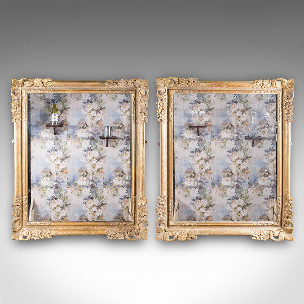 Large Pair of Antique Wall Mirrors, English, Giltwood, Dressing, Valet, Regency