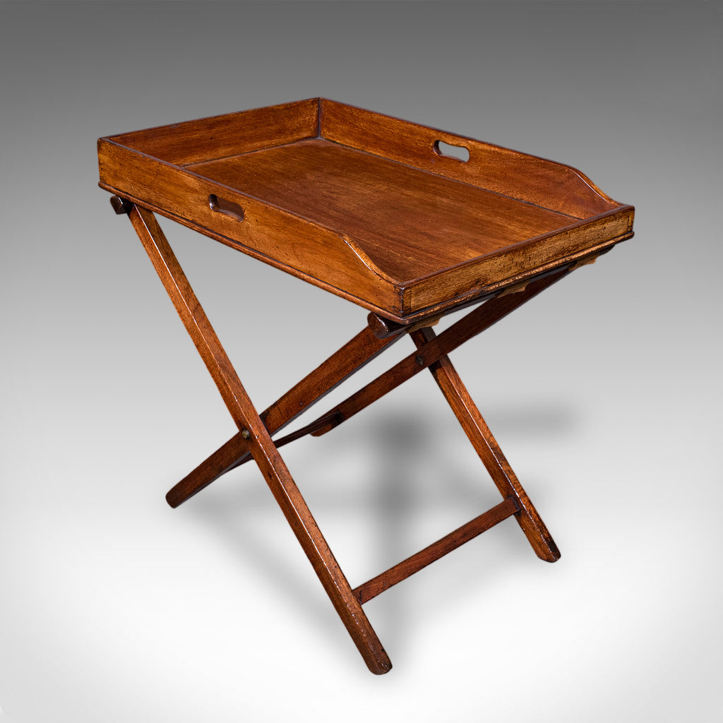Antique Butler's Tray Table, English, Serving Platter, Folding Stand, Georgian