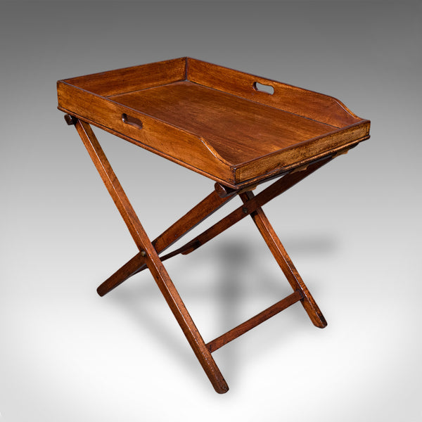 Antique Butler's Tray Table, English, Serving Platter, Folding Stand, Georgian