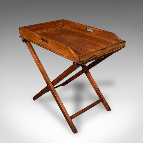 Antique Butler's Tray Table, English, Serving Platter, Folding Stand, Georgian