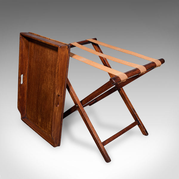 Antique Butler's Tray Table, English, Serving Platter, Folding Stand, Georgian