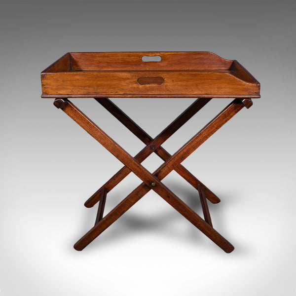 Antique Butler's Tray Table, English, Serving Platter, Folding Stand, Georgian