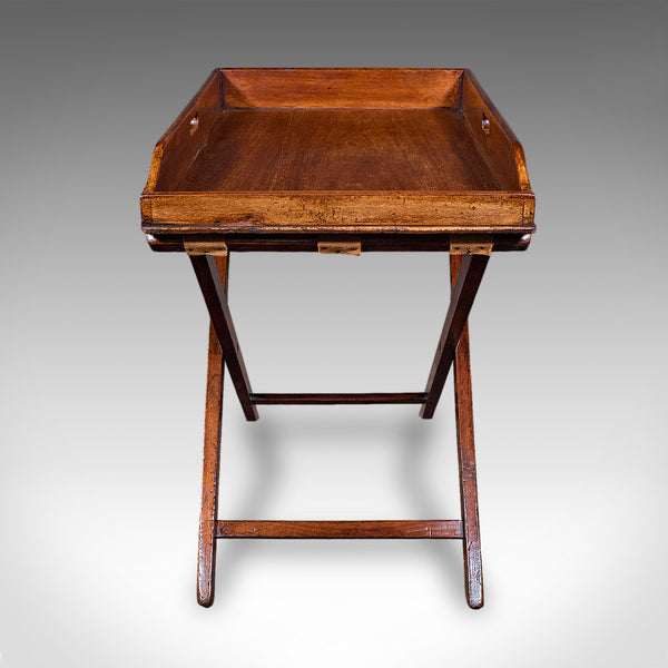 Antique Butler's Tray Table, English, Serving Platter, Folding Stand, Georgian