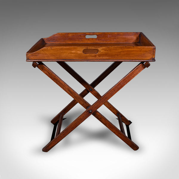 Antique Butler's Tray Table, English, Serving Platter, Folding Stand, Georgian
