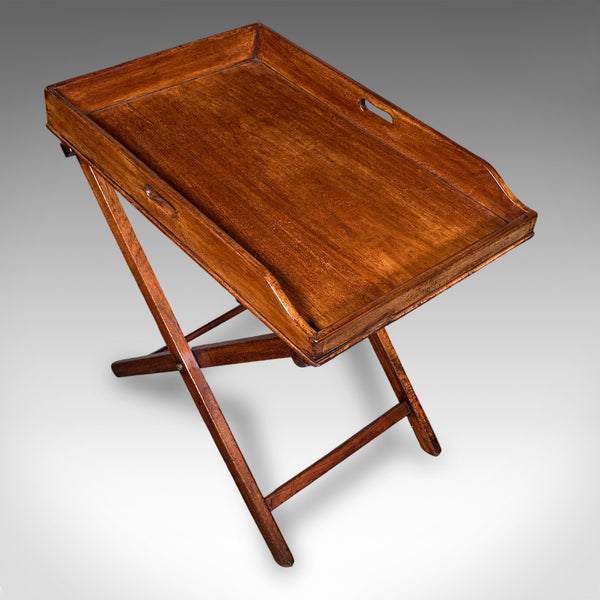 Antique Butler's Tray Table, English, Serving Platter, Folding Stand, Georgian