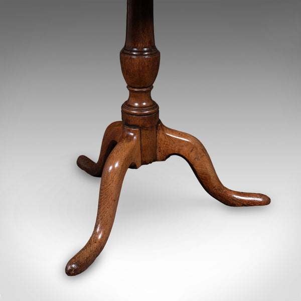 Antique Tripod Table, English, Oak, Beech, Tilt Top, Occasional, Side, Georgian