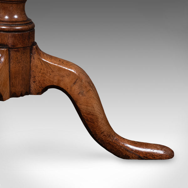 Antique Tripod Table, English, Oak, Beech, Tilt Top, Occasional, Side, Georgian