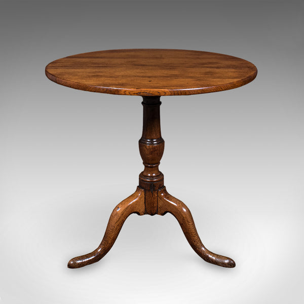 Antique Tripod Table, English, Oak, Beech, Tilt Top, Occasional, Side, Georgian