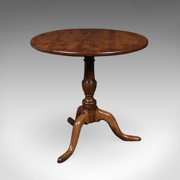 Antique Tripod Table, English, Oak, Beech, Tilt Top, Occasional, Side, Georgian