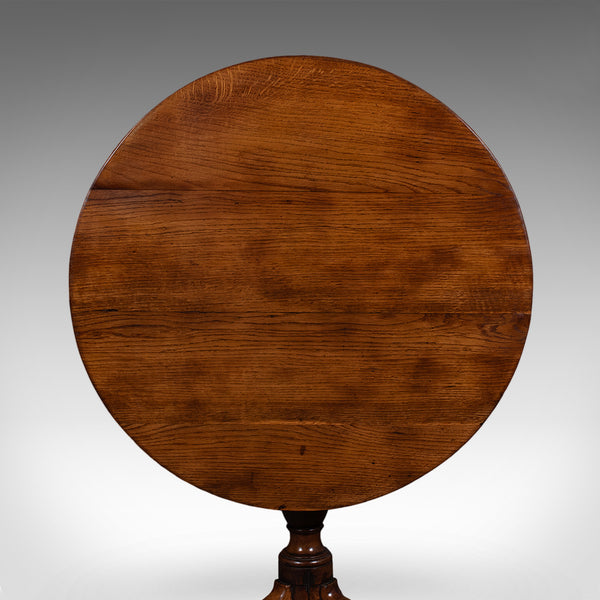Antique Tripod Table, English, Oak, Beech, Tilt Top, Occasional, Side, Georgian