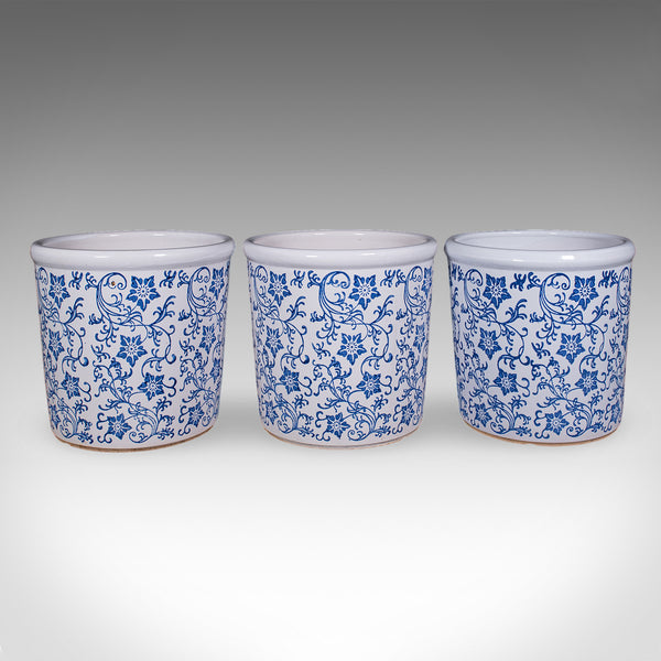 Trio of Vintage Garden Tree Planters, Portuguese, Ceramic, Jardiniere Pots, Bush