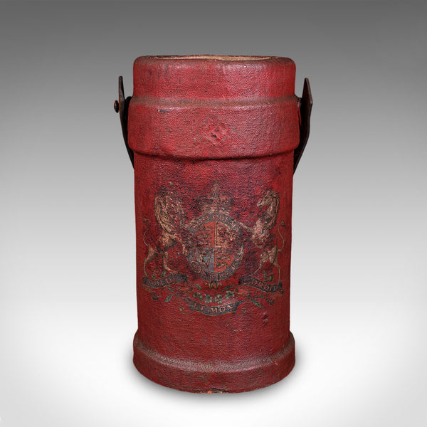 Antique Decorative Stick Stand, English, Leather, Basket, Storage Bin, C.1920