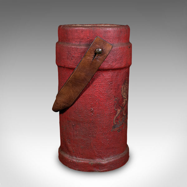 Antique Decorative Stick Stand, English, Leather, Basket, Storage Bin, C.1920