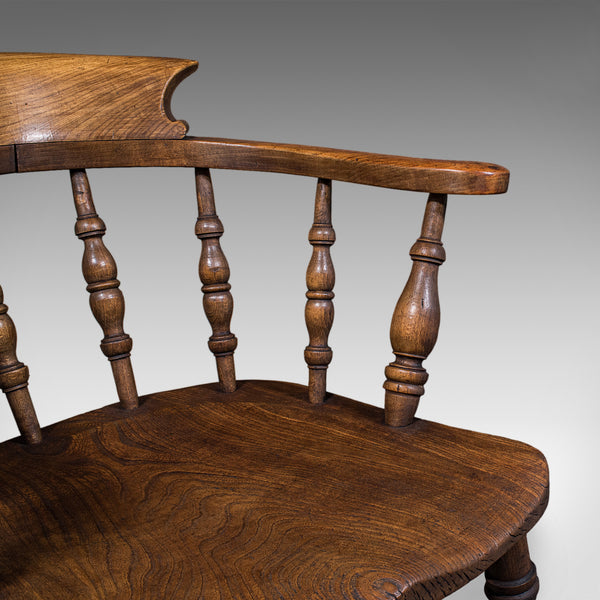 Antique Country House Captain's Chair, English, Smoker's Bow, Edwardian, C.1906
