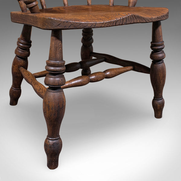 Antique Country House Captain's Chair, English, Smoker's Bow, Edwardian, C.1906