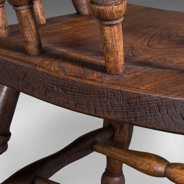 Antique Country House Captain's Chair, English, Smoker's Bow, Edwardian, C.1906