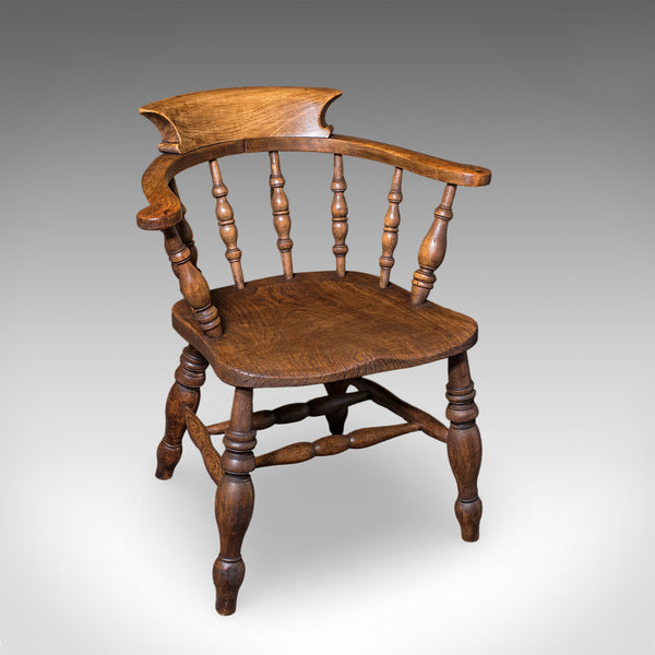Antique Country House Captain's Chair, English, Smoker's Bow, Edwardian, C.1906