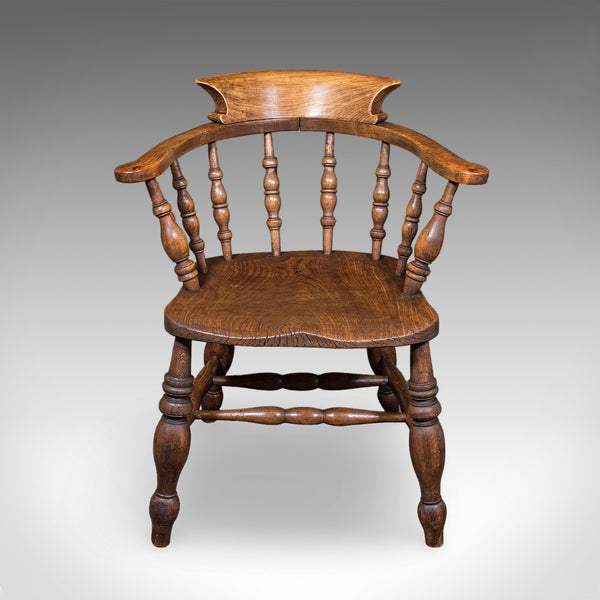 Antique Country House Captain's Chair, English, Smoker's Bow, Edwardian, C.1906