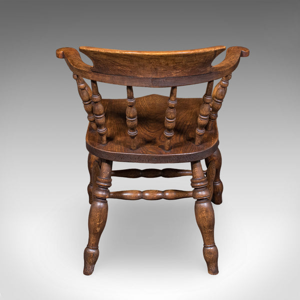 Antique Country House Captain's Chair, English, Smoker's Bow, Edwardian, C.1906