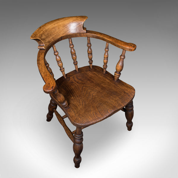 Antique Country House Captain's Chair, English, Smoker's Bow, Edwardian, C.1906
