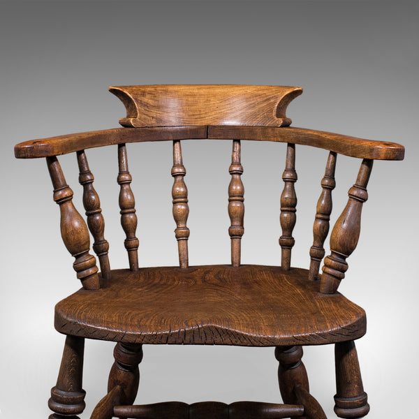 Antique Country House Captain's Chair, English, Smoker's Bow, Edwardian, C.1906