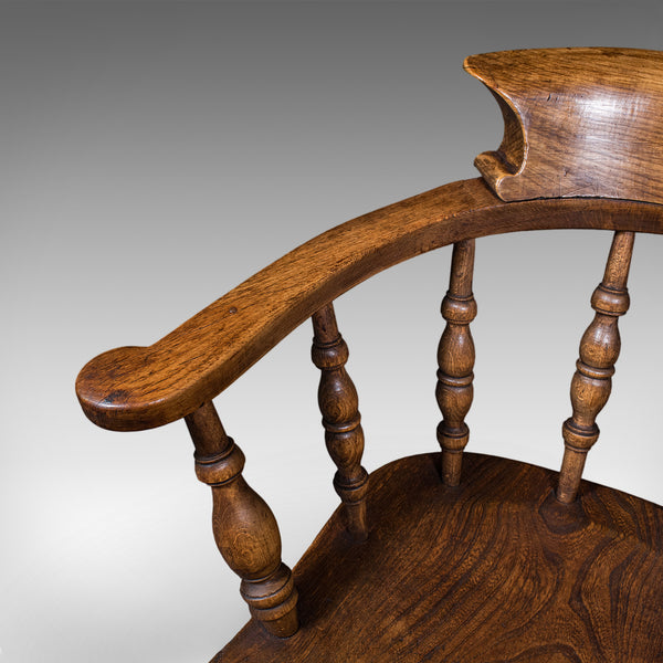 Antique Country House Captain's Chair, English, Smoker's Bow, Edwardian, C.1906