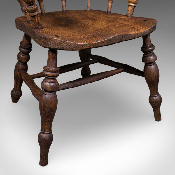 Antique Smoker's Bow Chair, English, Country House Elbow Seat, Edwardian, 1904