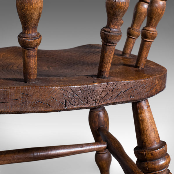 Antique Smoker's Bow Chair, English, Country House Elbow Seat, Edwardian, 1904