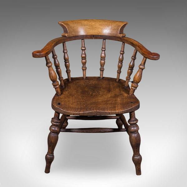 Antique Smoker's Bow Chair, English, Country House Elbow Seat, Edwardian, 1904
