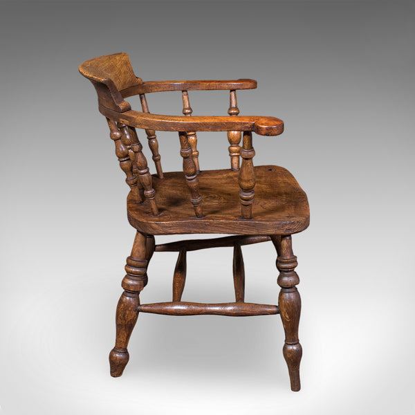 Antique Smoker's Bow Chair, English, Country House Elbow Seat, Edwardian, 1904