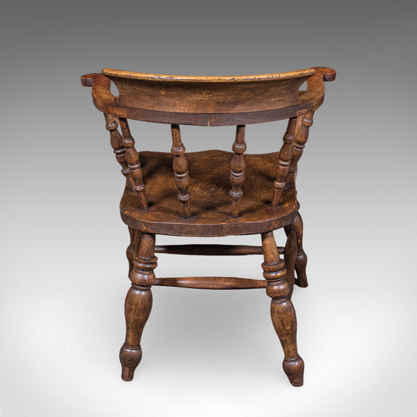 Antique Smoker's Bow Chair, English, Country House Elbow Seat, Edwardian, 1904