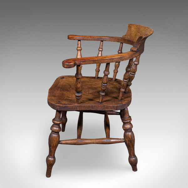 Antique Smoker's Bow Chair, English, Country House Elbow Seat, Edwardian, 1904