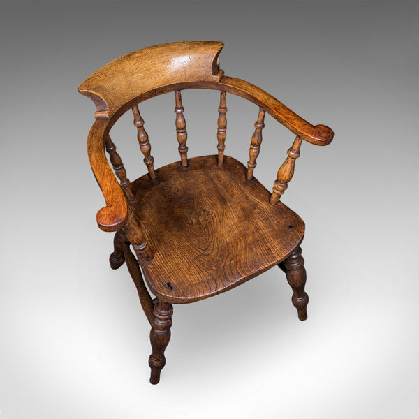 Antique Smoker's Bow Chair, English, Country House Elbow Seat, Edwardian, 1904