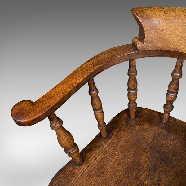 Antique Smoker's Bow Chair, English, Country House Elbow Seat, Edwardian, 1904