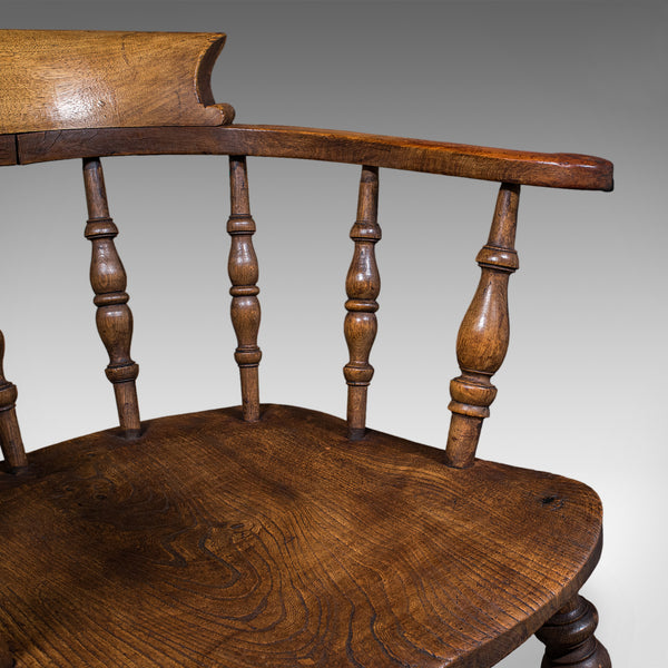 Antique Smoker's Bow Chair, English, Country House Elbow Seat, Edwardian, 1904