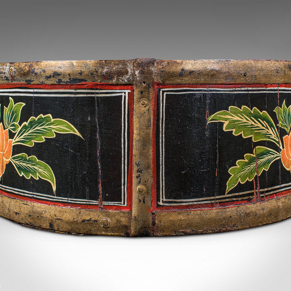 Antique Cheese Wheel Carrier, English, Handpainted Walnut, Dairy Tray, Edwardian