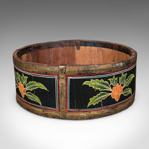 Antique Cheese Wheel Carrier, English, Handpainted Walnut, Dairy Tray, Edwardian