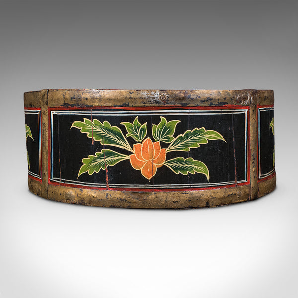Antique Cheese Wheel Carrier, English, Handpainted Walnut, Dairy Tray, Edwardian