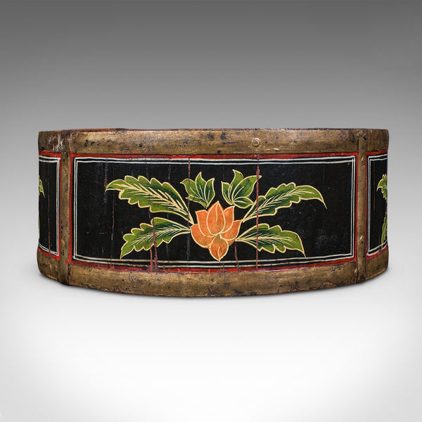 Antique Cheese Wheel Carrier, English, Handpainted Walnut, Dairy Tray, Edwardian