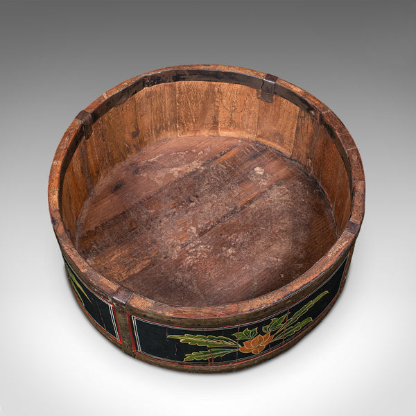 Antique Cheese Wheel Carrier, English, Handpainted Walnut, Dairy Tray, Edwardian