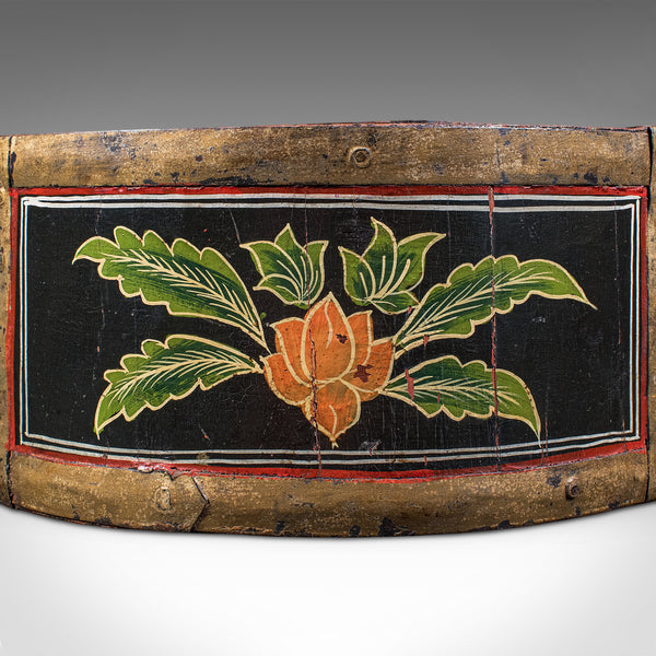 Antique Cheese Wheel Carrier, English, Handpainted Walnut, Dairy Tray, Edwardian