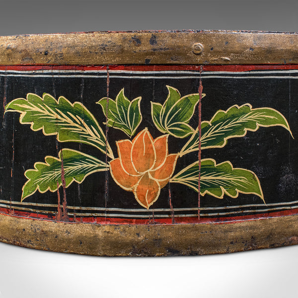 Antique Cheese Wheel Carrier, English, Handpainted Walnut, Dairy Tray, Edwardian