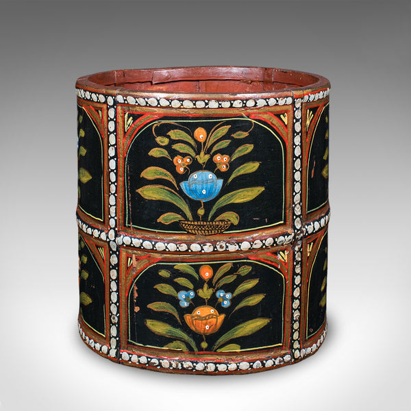 Vintage Storage Bin, English, Handpainted, Waste Paper Basket, Mid Century, 1960