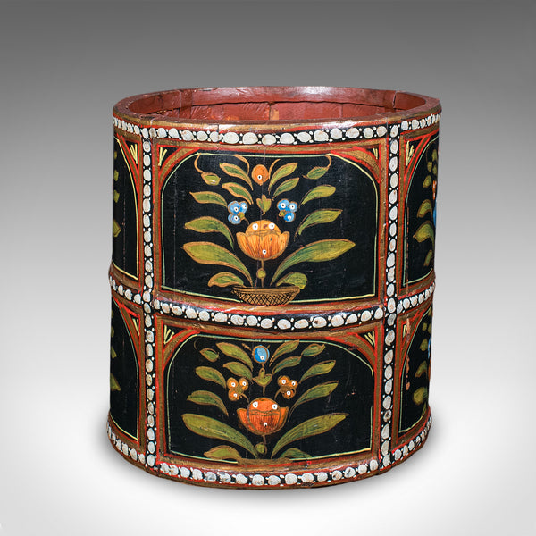 Vintage Storage Bin, English, Handpainted, Waste Paper Basket, Mid Century, 1960