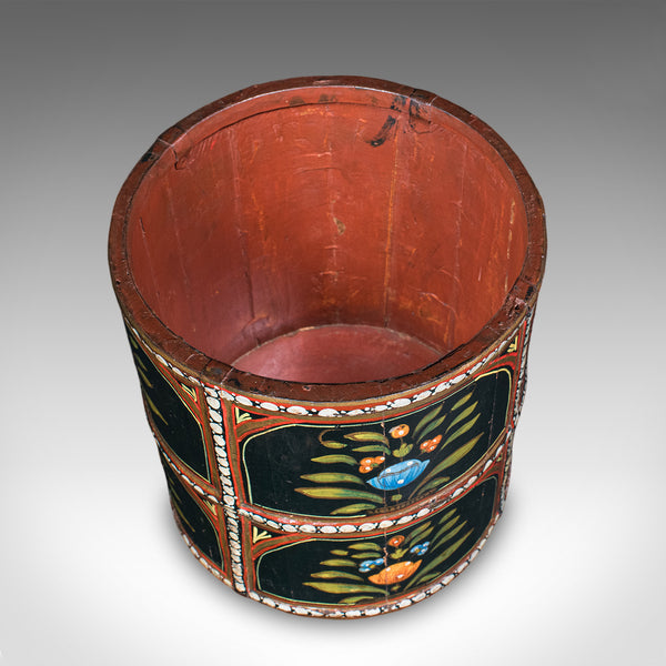 Vintage Storage Bin, English, Handpainted, Waste Paper Basket, Mid Century, 1960