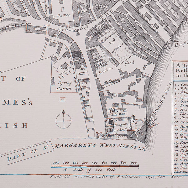 Vintage 18th Century Street Map, London, St Martins In The Field, Cartography